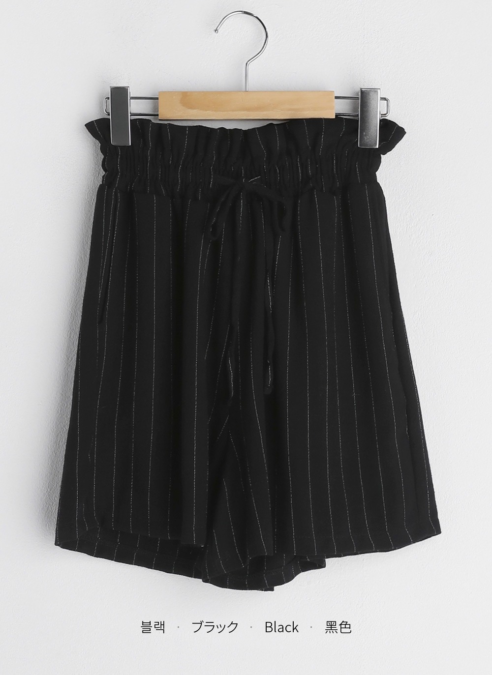 CTHY シティ ハーフパンツ ショートパンツ リネン混 ストライプ 3 黒 白 リネン混ストライプショートパンツ・全3色 | レディースファッション