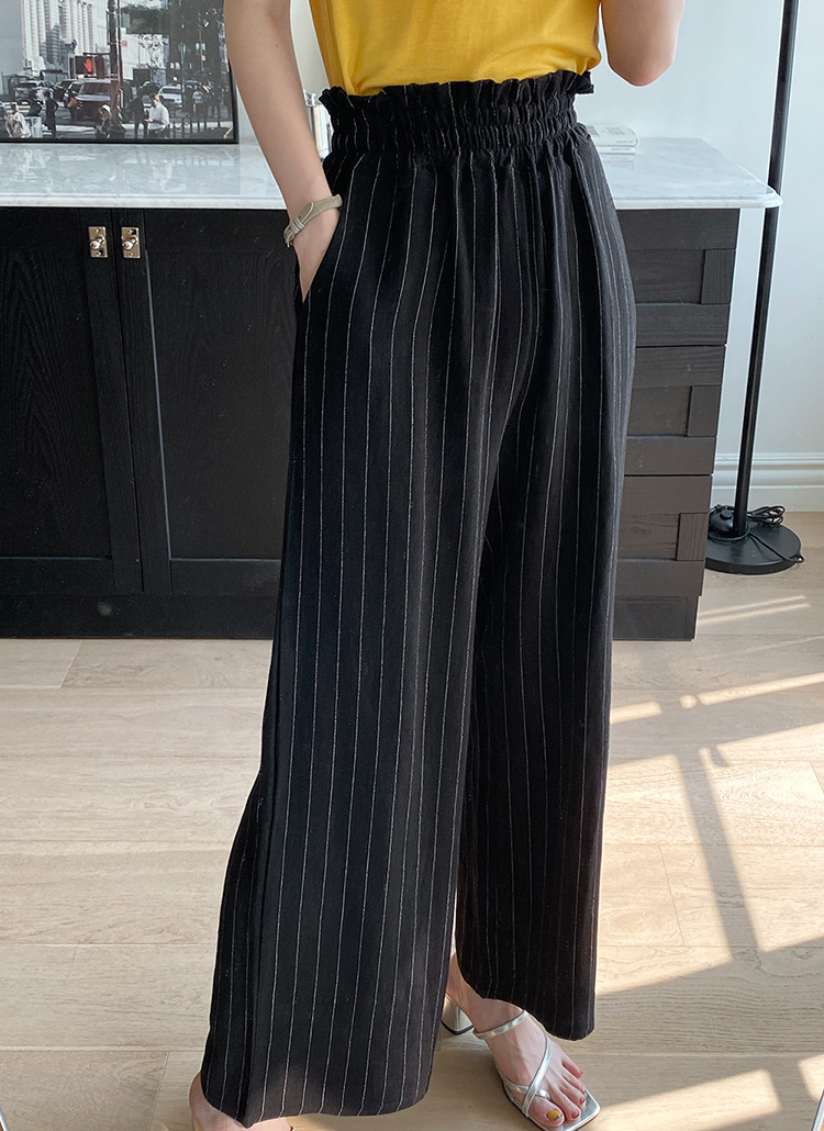 リネン混ストライプパンツ 全2色 B パンツ ワイド レディースファッション通販 Dholic ディーホリック