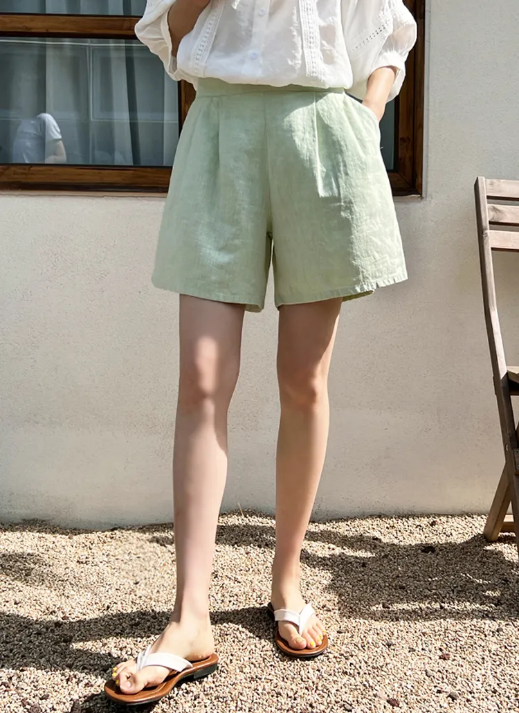 ピンタックリネンショートパンツ | レディースファッション通販 - DHOLIC 