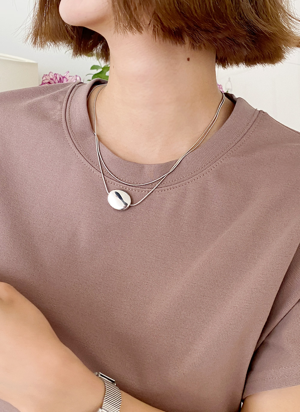 サークルペンダント&ボールチェーンネックレス2SET・全2色 | DHOLIC | 詳細画像5