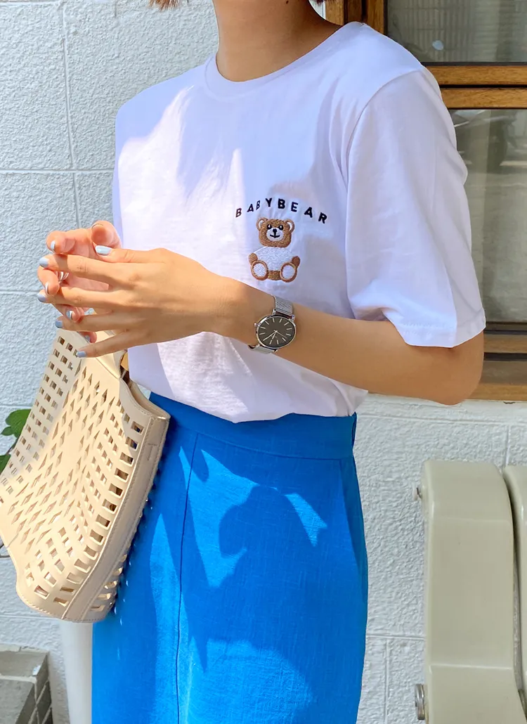 ベア刺繍Tシャツ・全4色 | DHOLIC | 詳細画像1