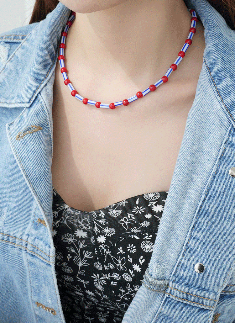 配色スティックボールビーズネックレス P3438 レディースファッション通販 Dholic 公式