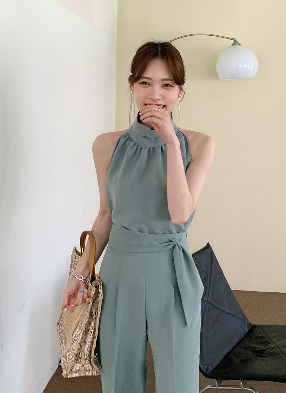 BRIEFING バイカラー ノースリーブ ハイネック シャツ OLIVE BRIEFING バイカラー ノースリーブ ハイネック シャツ OLIVE