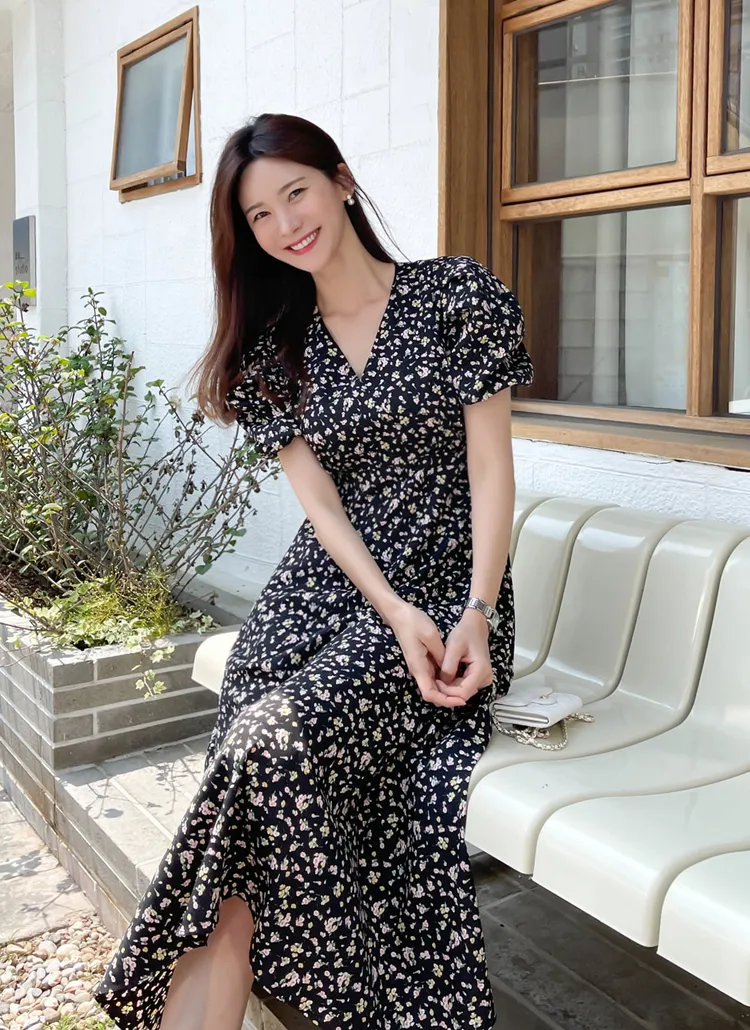 カシュクールフラワーワンピース | レディースファッション通販 - DHOLIC 