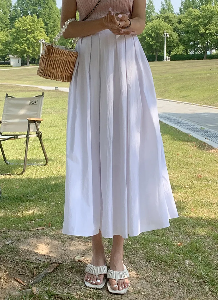 ホワイトプリーツロングスカート | レディースファッション通販 - DHOLIC 
