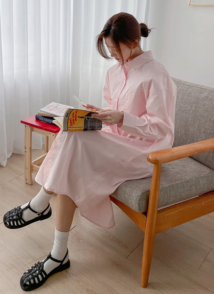 ワンポケコットンシャツワンピース レディースファッション通販 Dholic