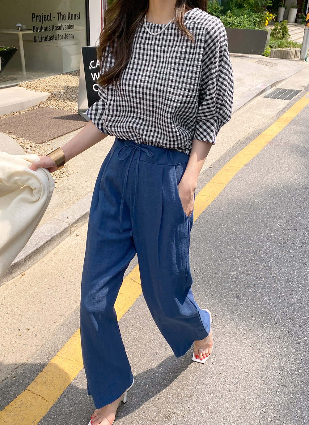 パンツ スラックス ハイウエストパンツ culw45 ワイドカラースラックス