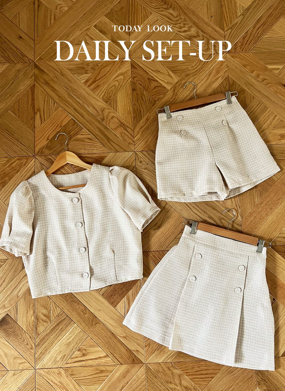 ツイードクロップドジャケット&ボタンスカート&ショートパンツSET・全4色 | DHOLIC | 詳細画像14