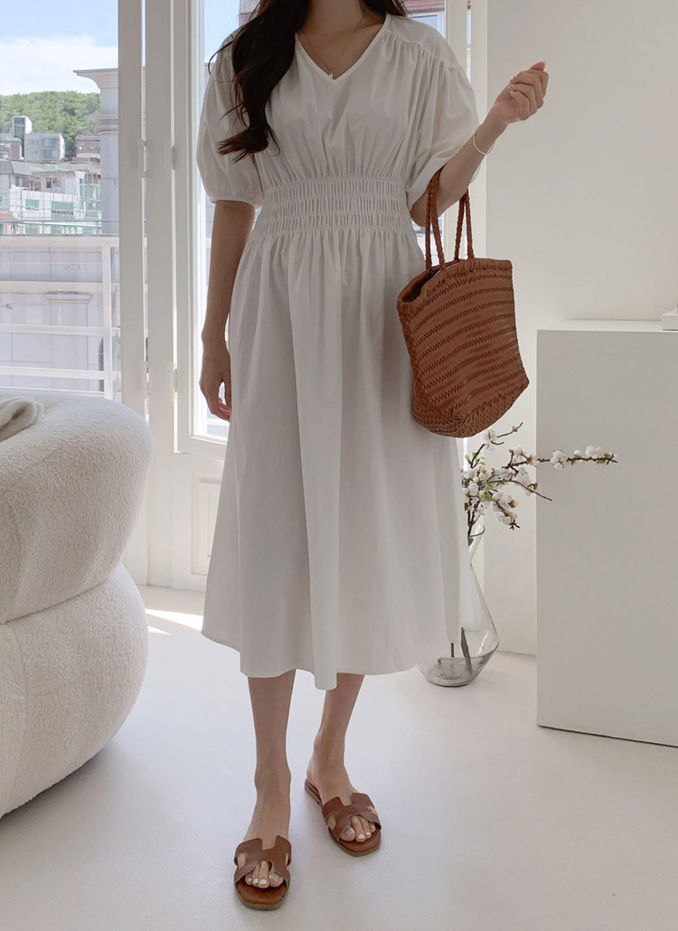 Vネックウエストシャーリングワンピース | レディースファッション通販