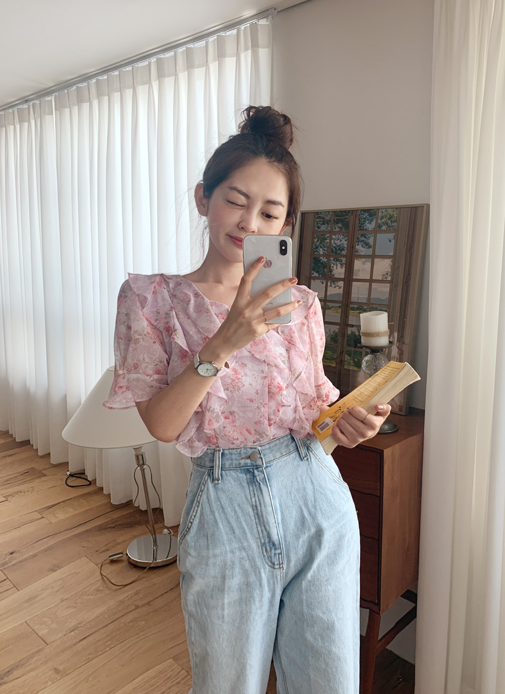 花柄シフォンフリルブラウス・全4色 レディースファッション通販 DHOLIC