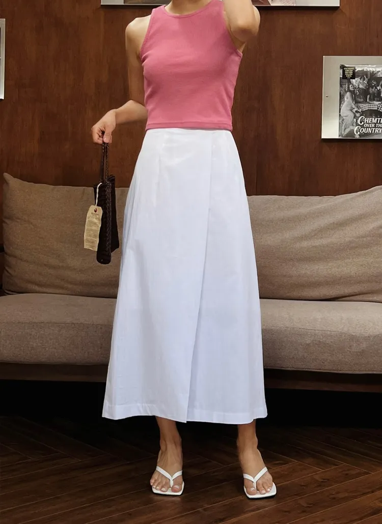 ナイロン混ラップ風スカート | yuini | 詳細画像1