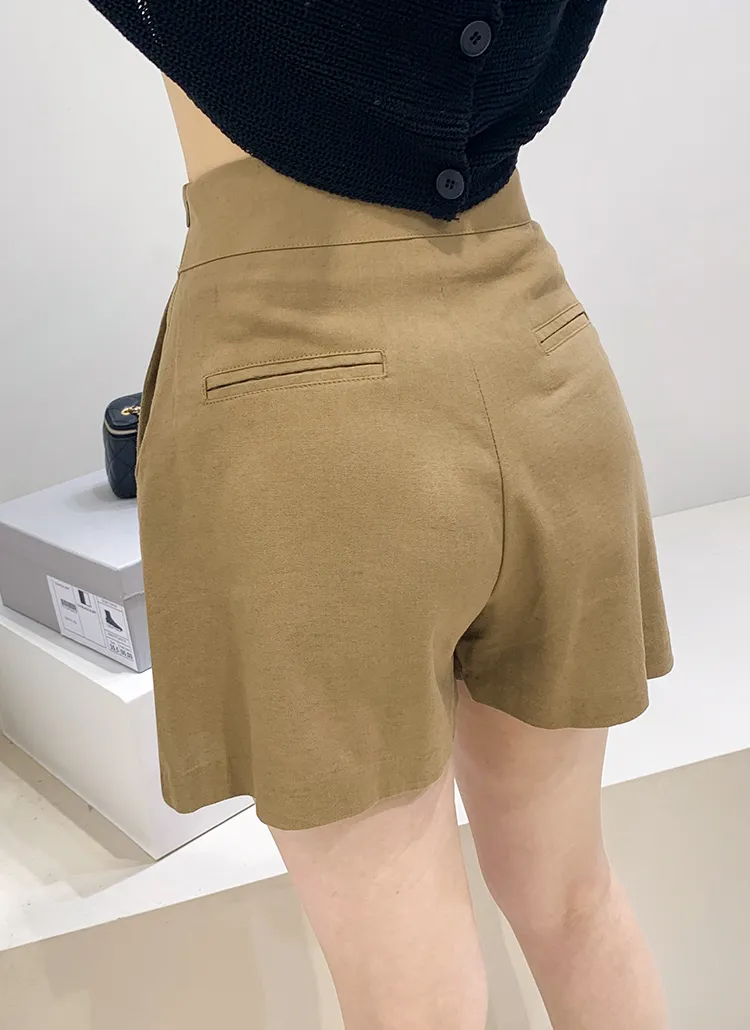 ハイウエストリネン混ショートパンツ | minagram | 詳細画像1