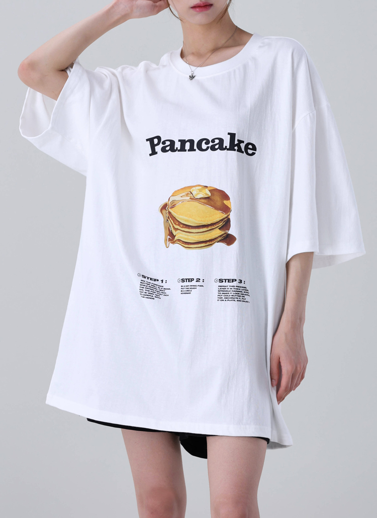 パンケーキプリントオーバーサイズTシャツ | レディースファッション