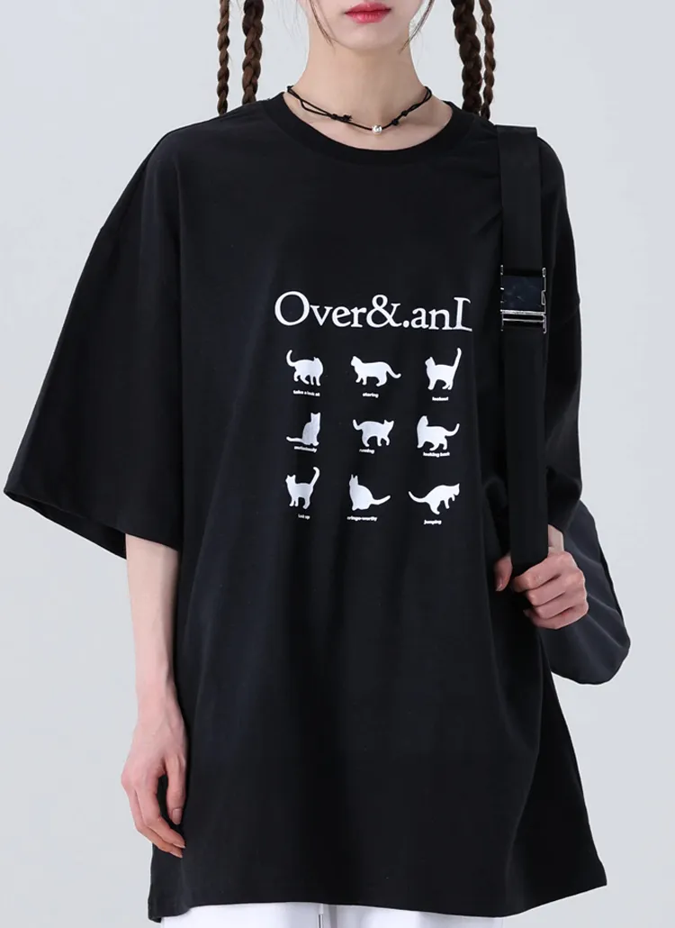 OverキャットプリントTシャツ | overand | 詳細画像1