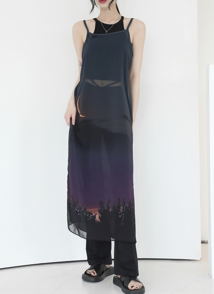 フォトプリントシースルーワンピース レディースファッション通販 Dholic