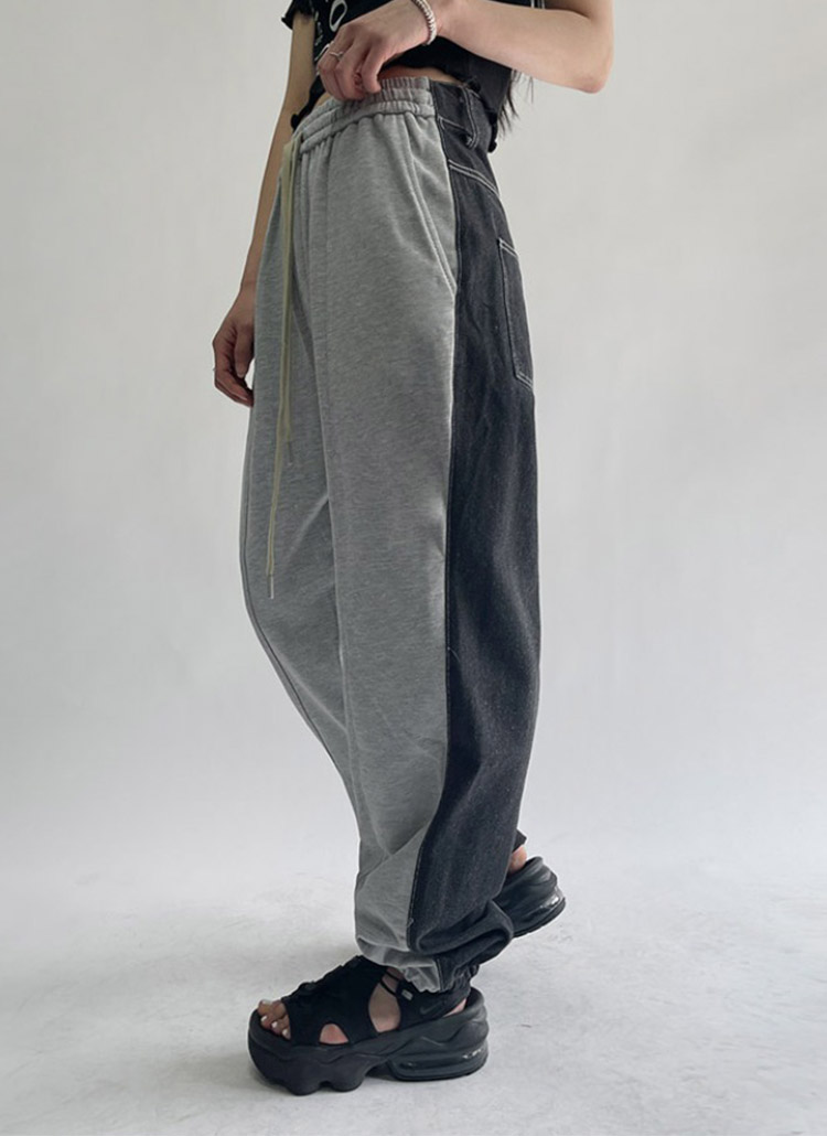 バックデニム配色スウェットジョガーパンツ P パンツ スウェット レディースファッション通販 Dholic ディーホリック