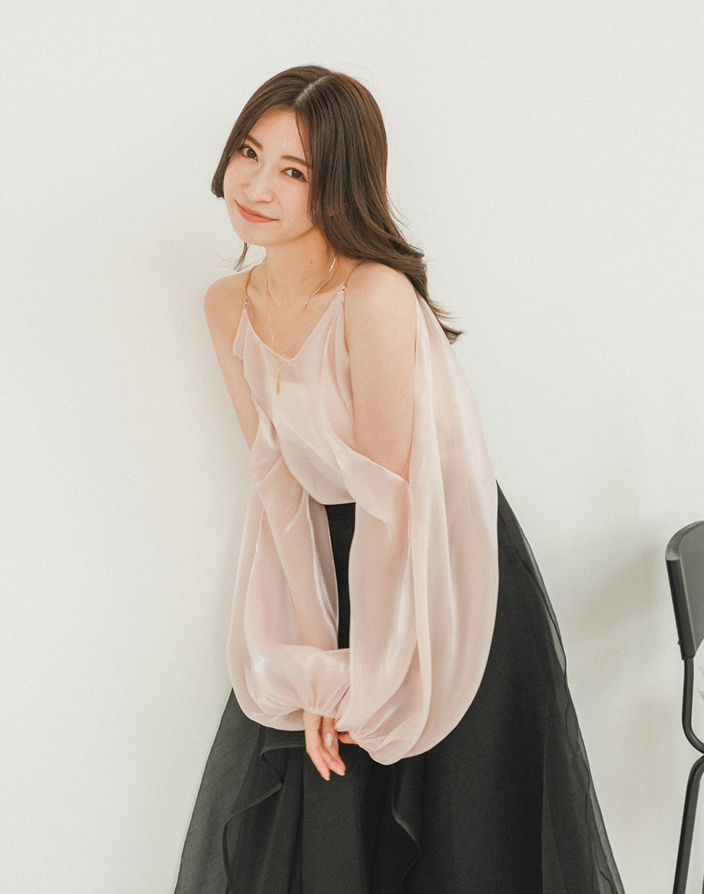 shoulder cut sheer blouse | 詳細画像2