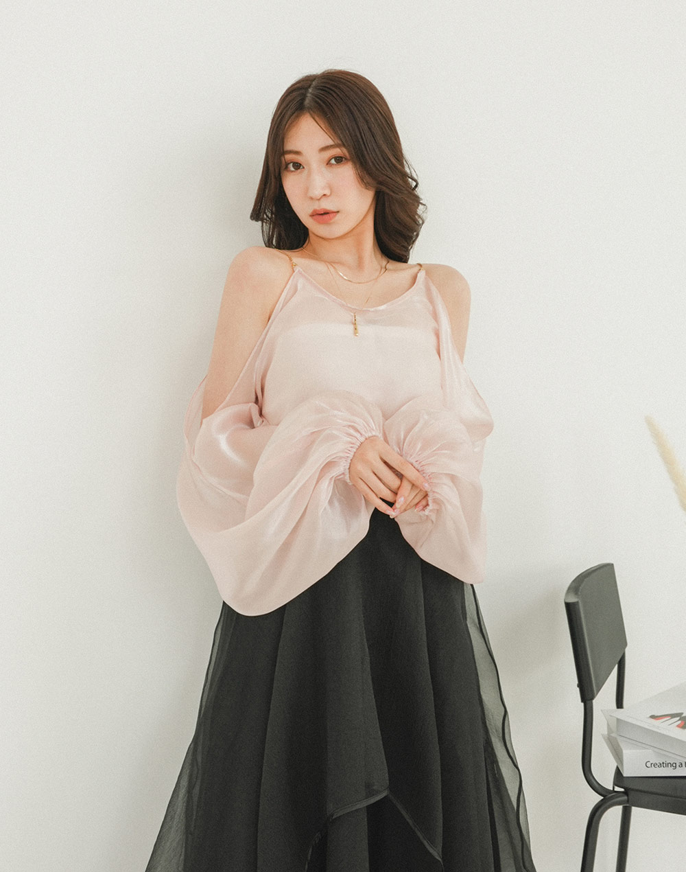 shoulder cut sheer blouse | 詳細画像3