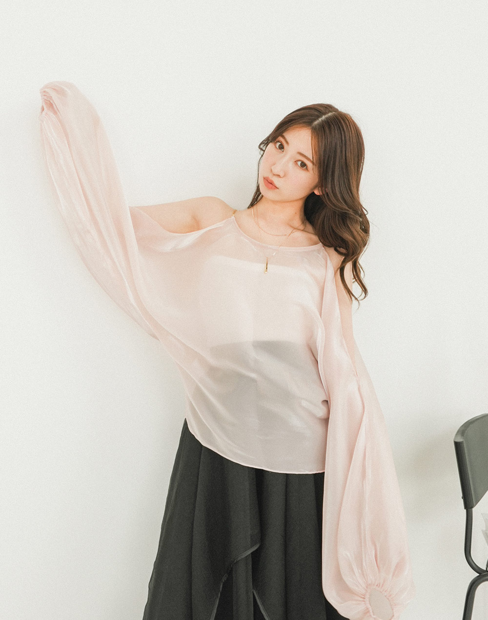 shoulder cut sheer blouse | 詳細画像4