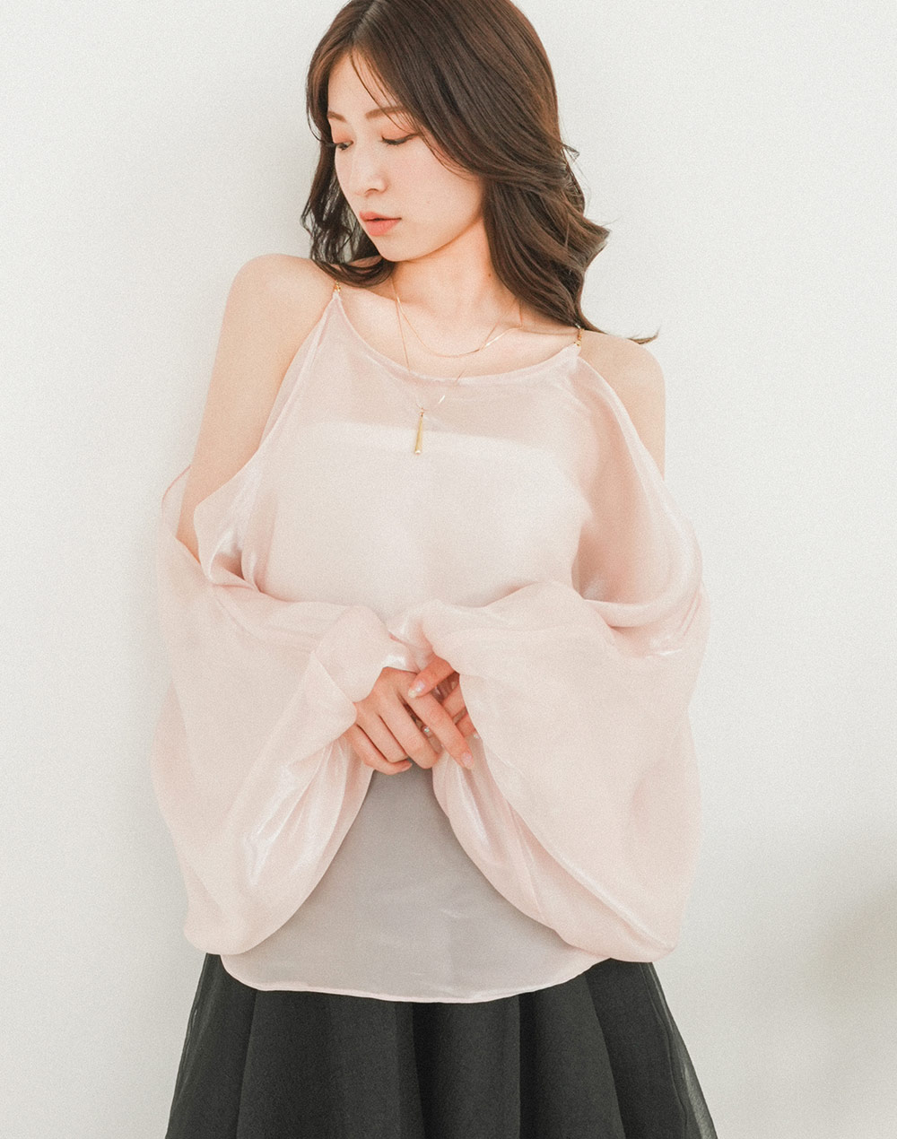 shoulder cut sheer blouse | 詳細画像5