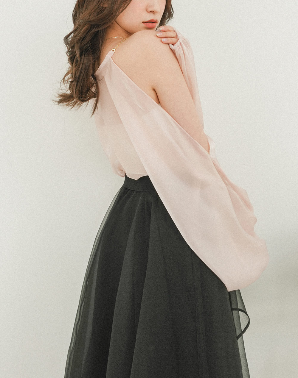shoulder cut sheer blouse | 詳細画像7