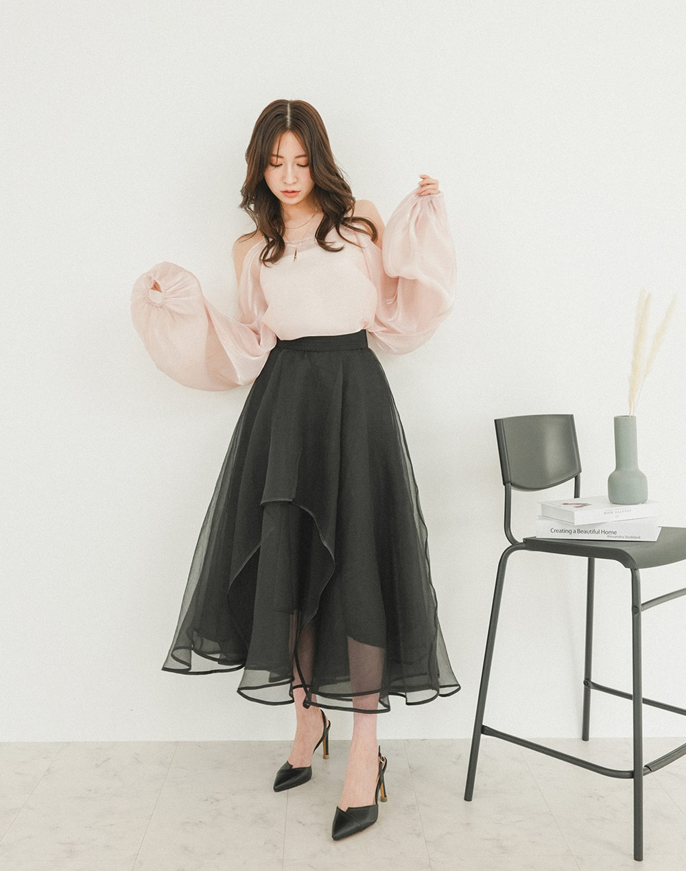 shoulder cut sheer blouse | 詳細画像9