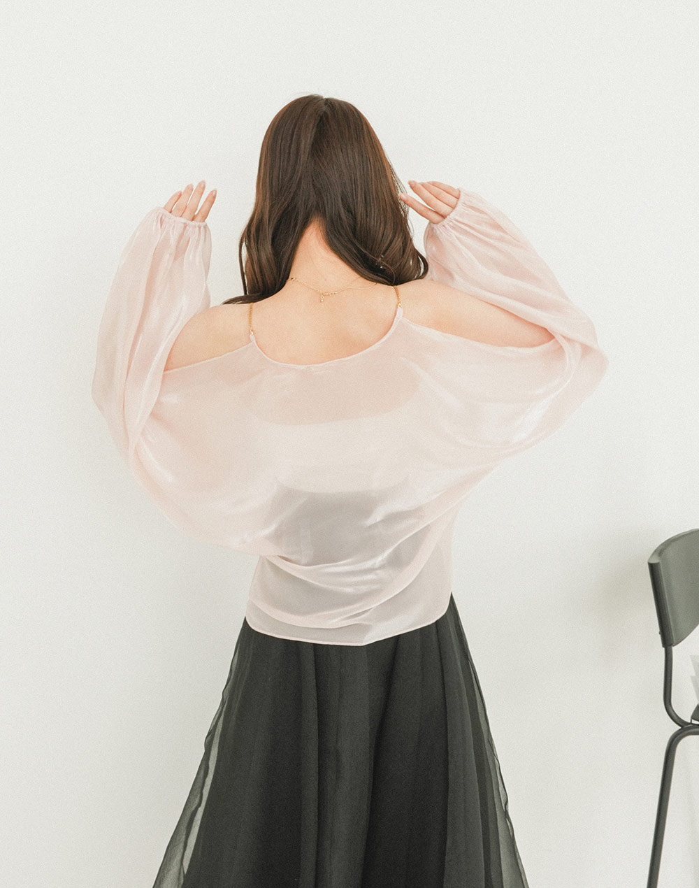 shoulder cut sheer blouse | 詳細画像13