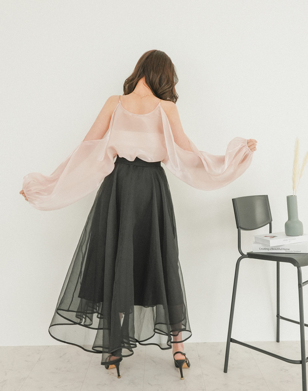 shoulder cut sheer blouse | 詳細画像15