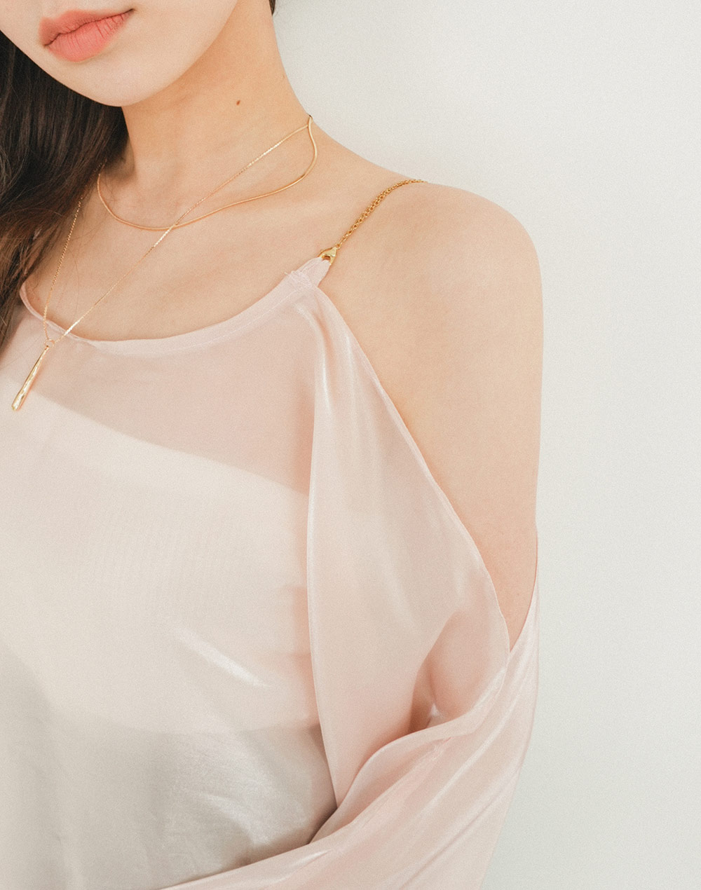 shoulder cut sheer blouse | 詳細画像18