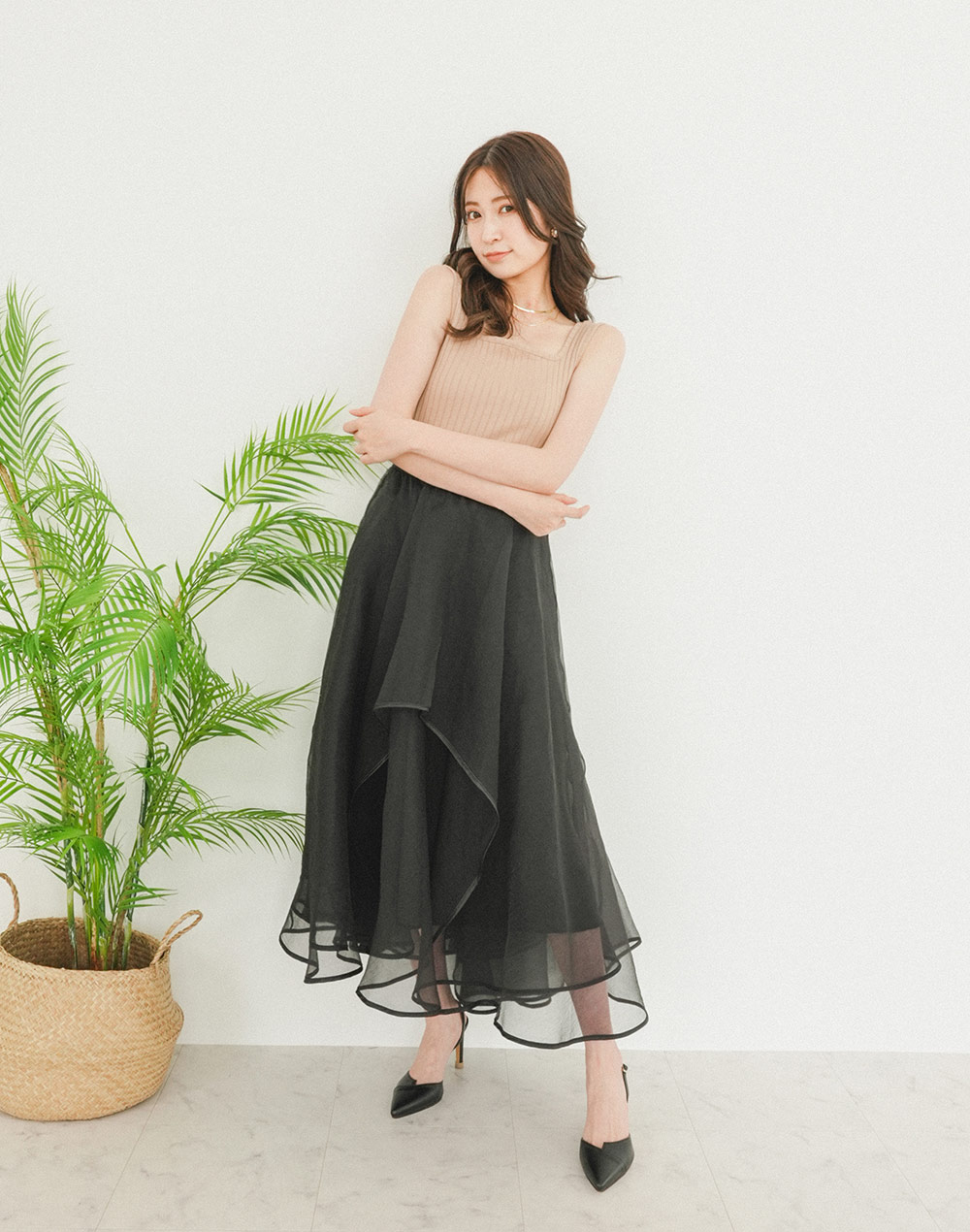unbalanced layered sheer skirt | 詳細画像5