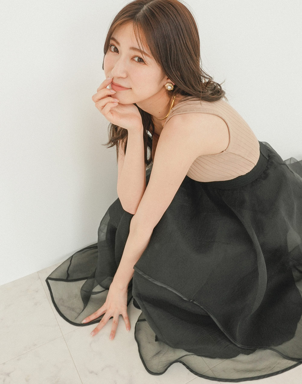 unbalanced layered sheer skirt | 詳細画像7