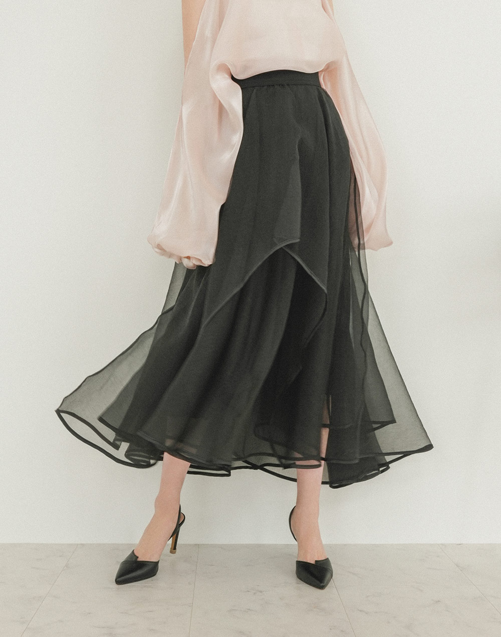 unbalanced layered sheer skirt | 詳細画像9