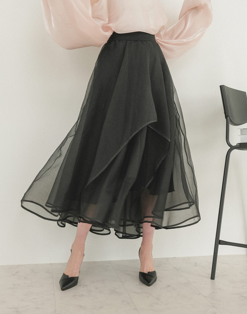 unbalanced layered sheer skirt | 詳細画像10