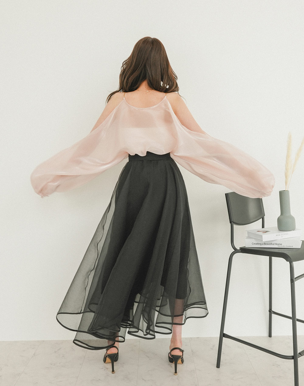 unbalanced layered sheer skirt | 詳細画像23