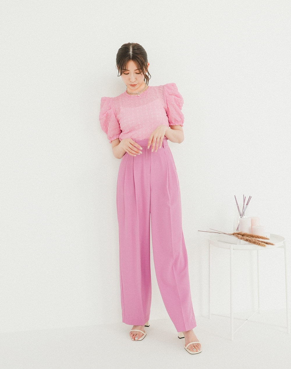 embossing puff sleeve blouse | 詳細画像9