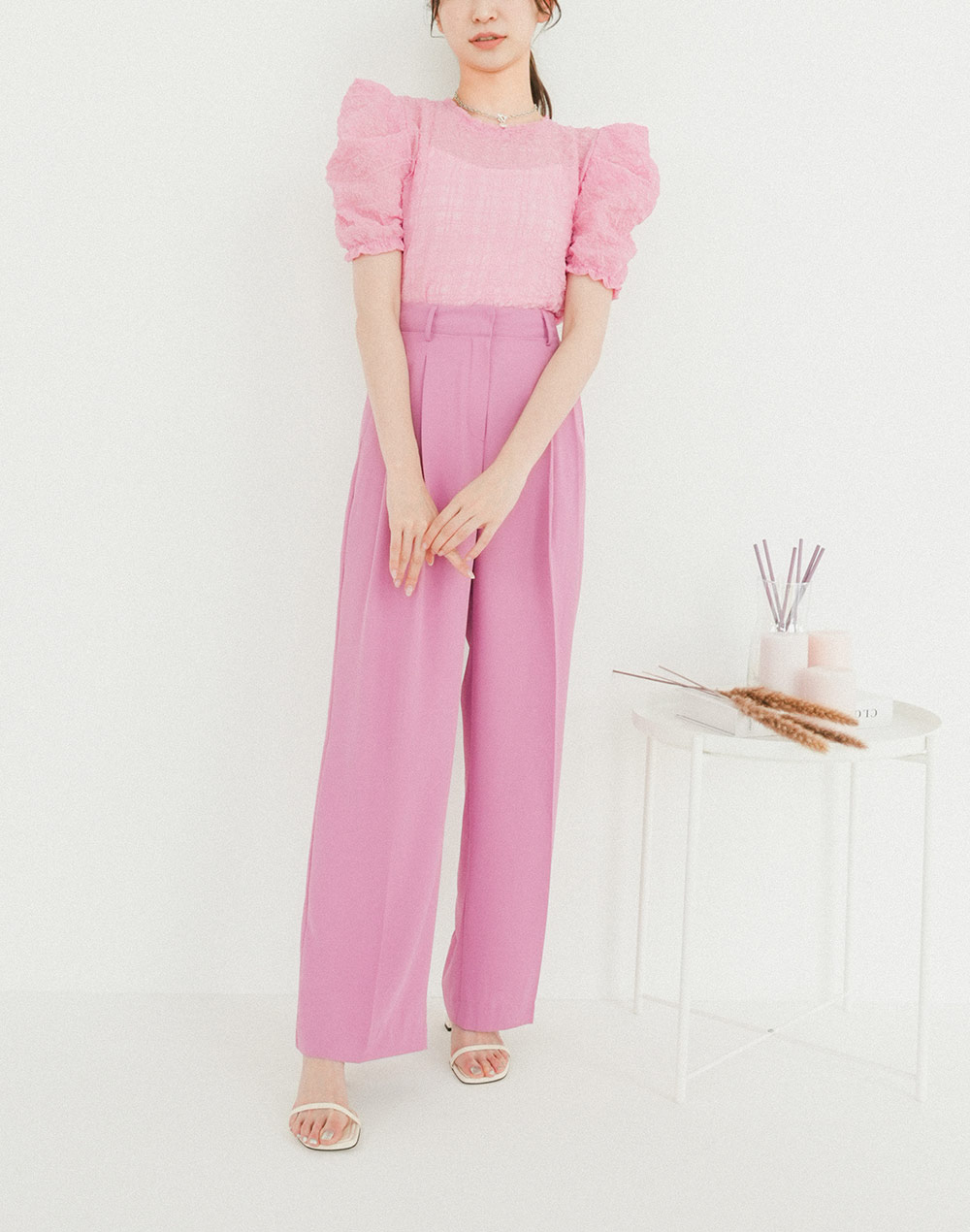 embossing puff sleeve blouse | 詳細画像11