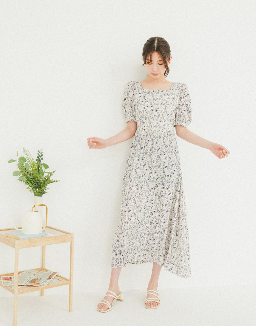square neck floral onepiece | 詳細画像4