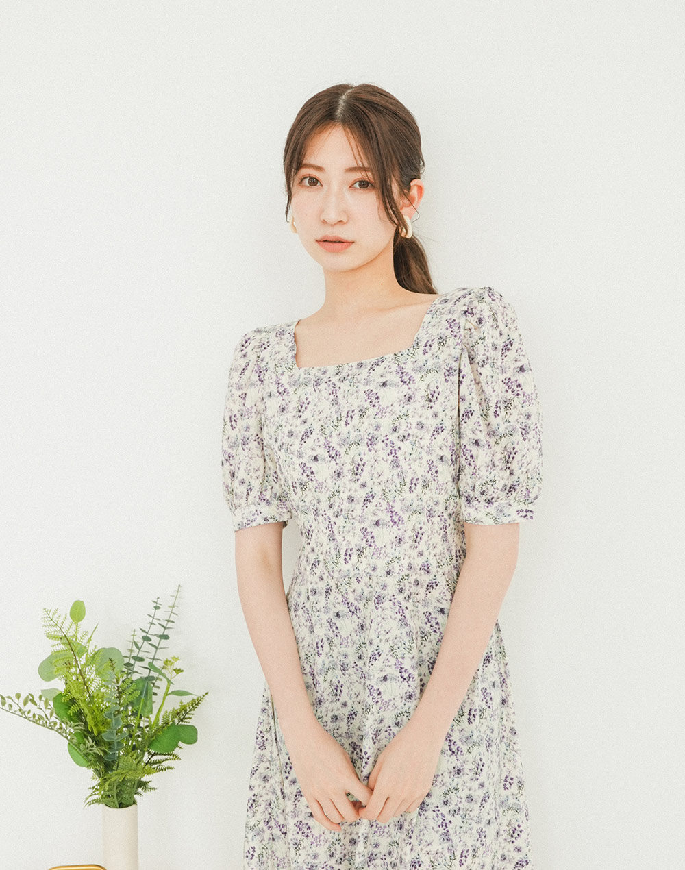 square neck floral onepiece | 詳細画像7