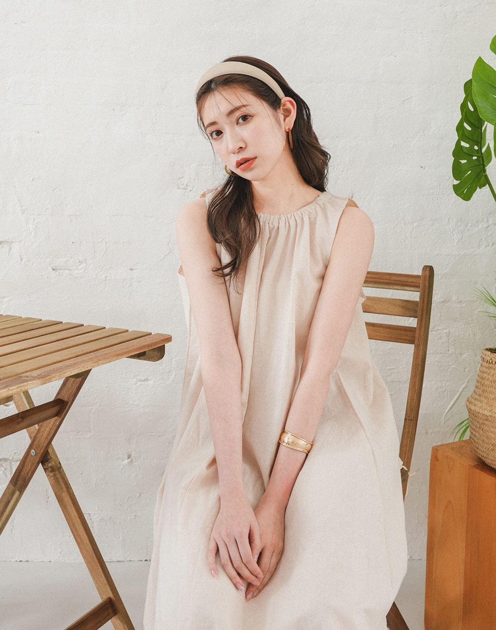 shirring neck sleevelessonepiece | 詳細画像3