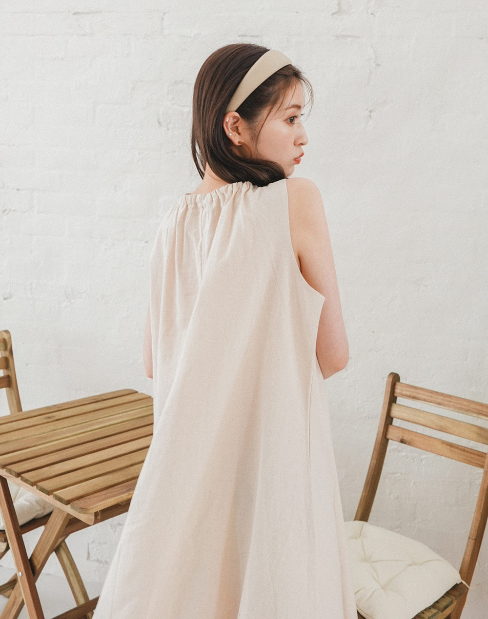 shirring neck sleevelessonepiece | 詳細画像11