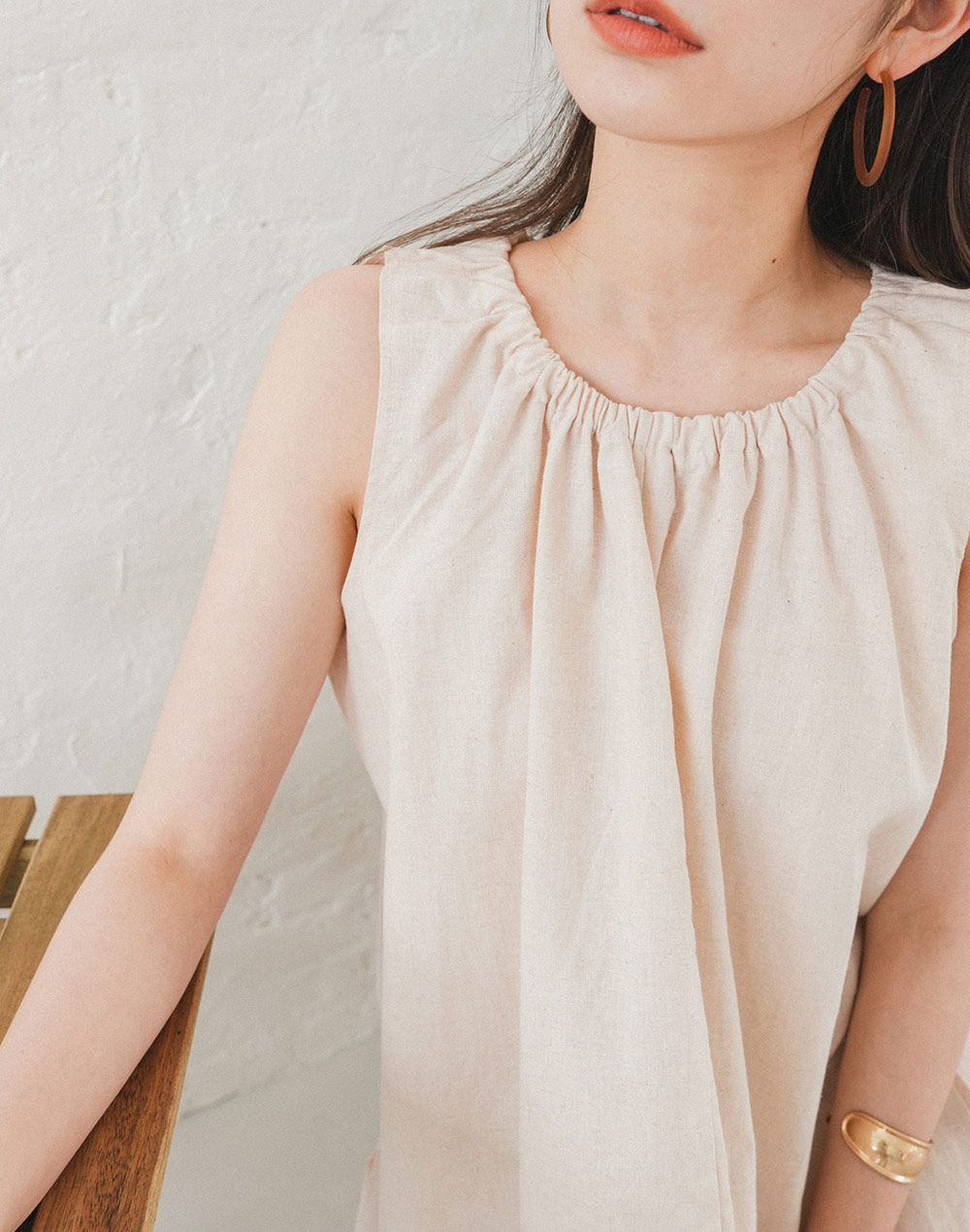 shirring neck sleevelessonepiece | 詳細画像16