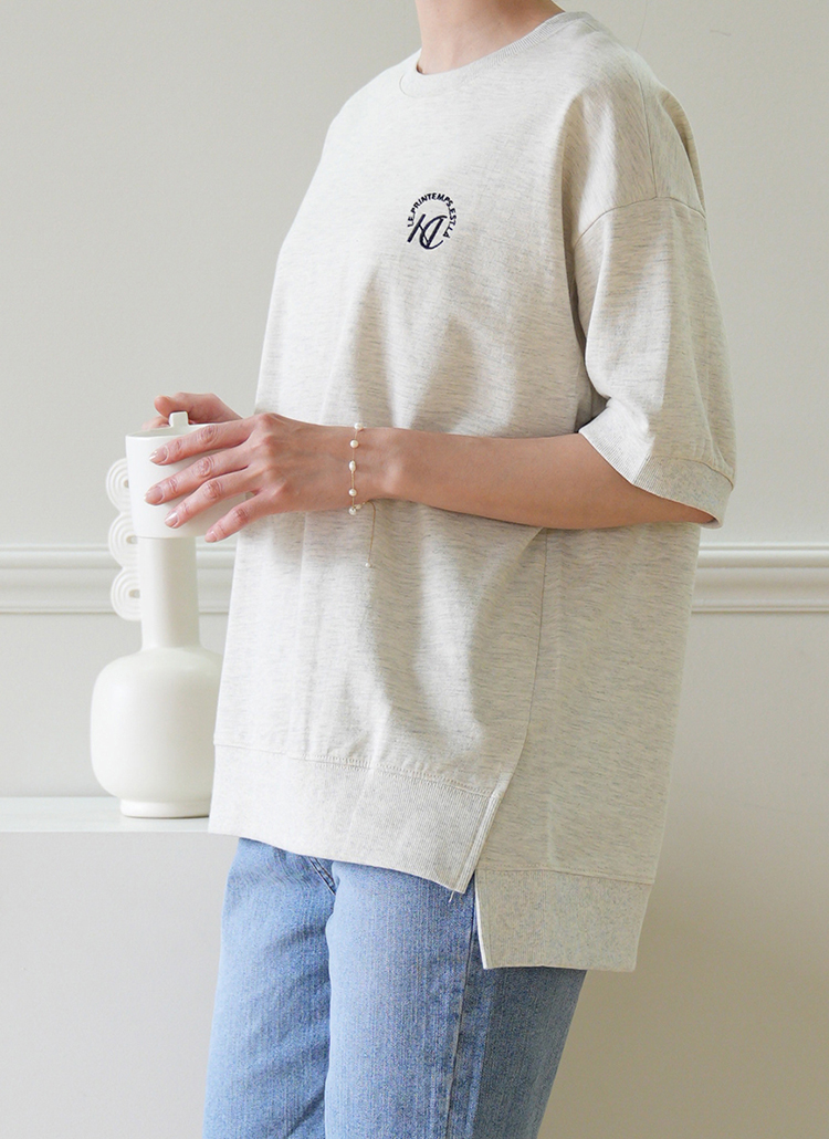 英字刺繍ロゴ半袖スウェット P トップス トレーナー レディースファッション通販 Dholic ディーホリック