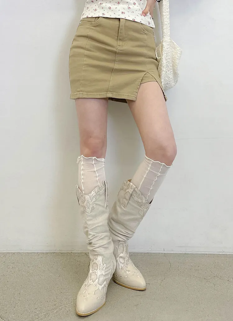 スリットショートデニムスカートパンツ | Binarywon | 詳細画像1