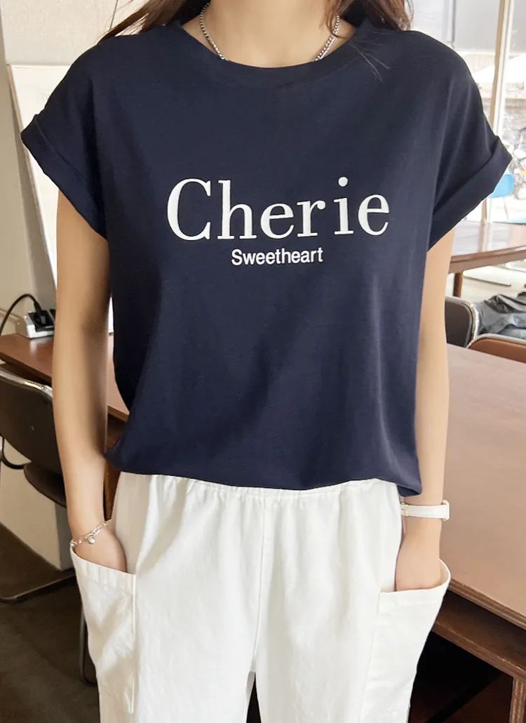 Cherieロールアップ半袖Tシャツ | chicfox | 詳細画像1
