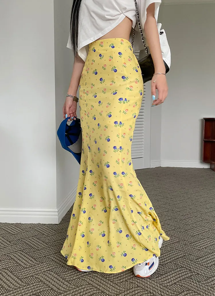 ローズパターンマーメイドスカート | レディースファッション通販 - DHOLIC 