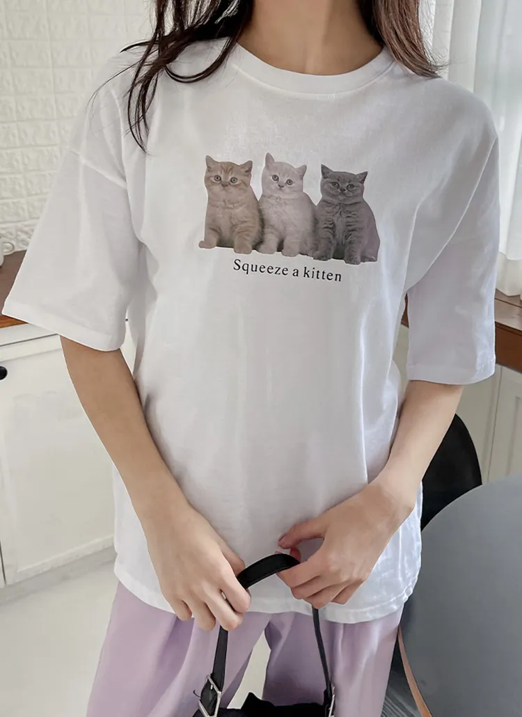 キャットプリントTシャツ | dangdanggirl | 詳細画像1