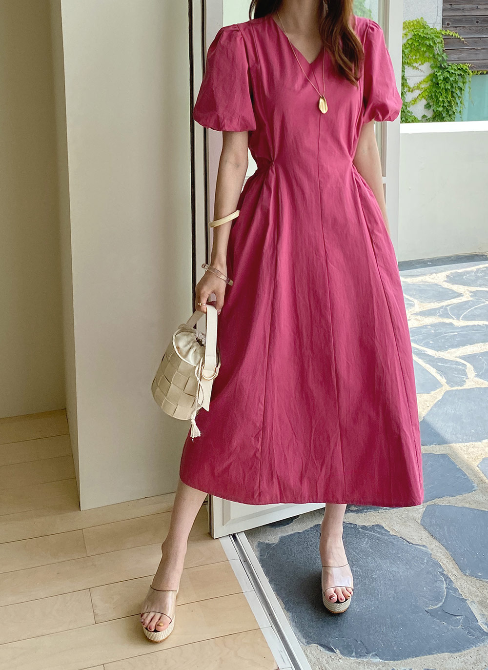 ★送関無料◆3.1 PHILLIP LIM パフスリーブ シャンブレーワンピ ☆送関無料◇3.1 PHILLIP LIM パフスリーブ シャンブレーワンピ