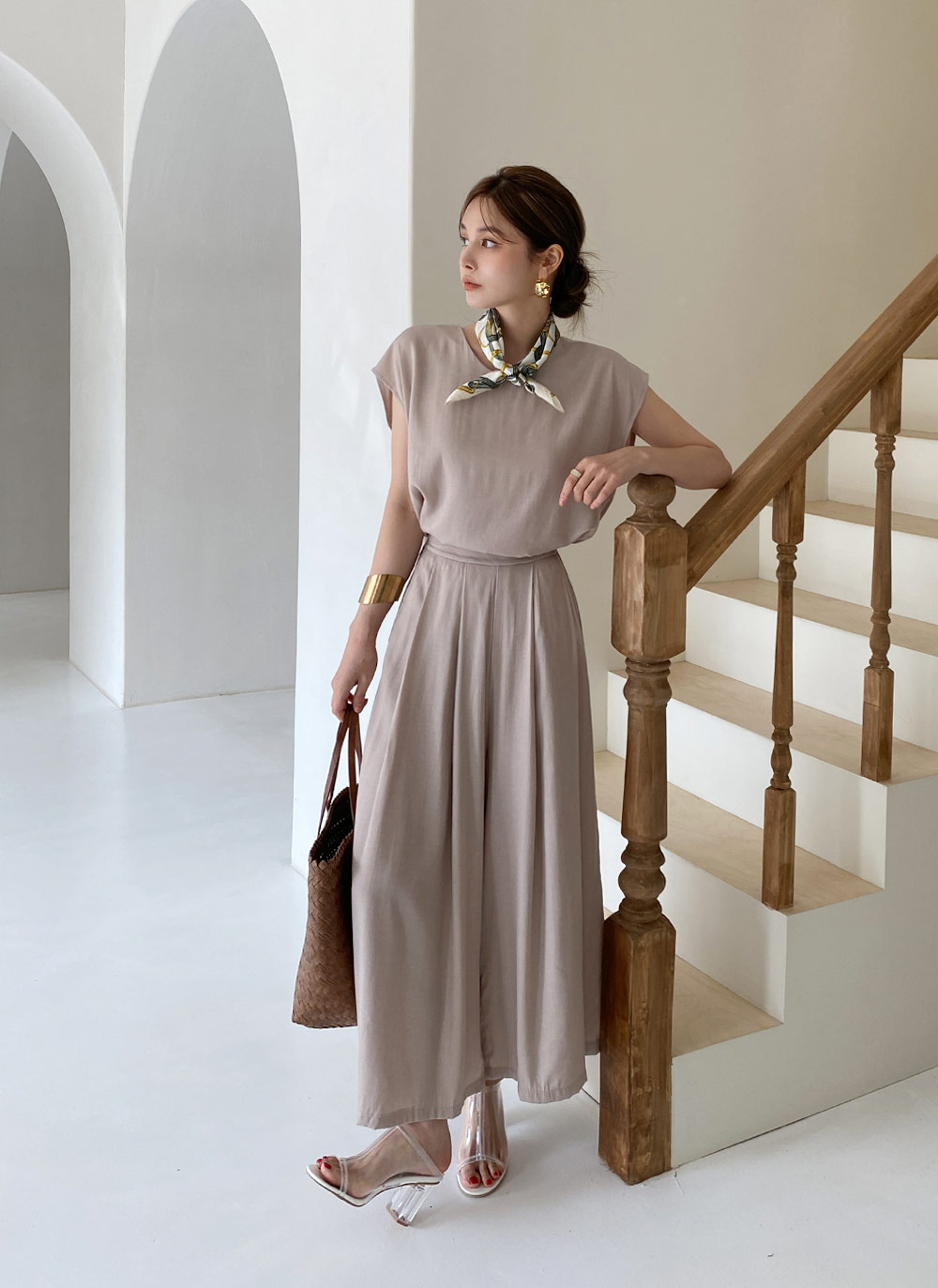 フレンチスリーブブラウス&フレアパンツSET・全2色 | レディース