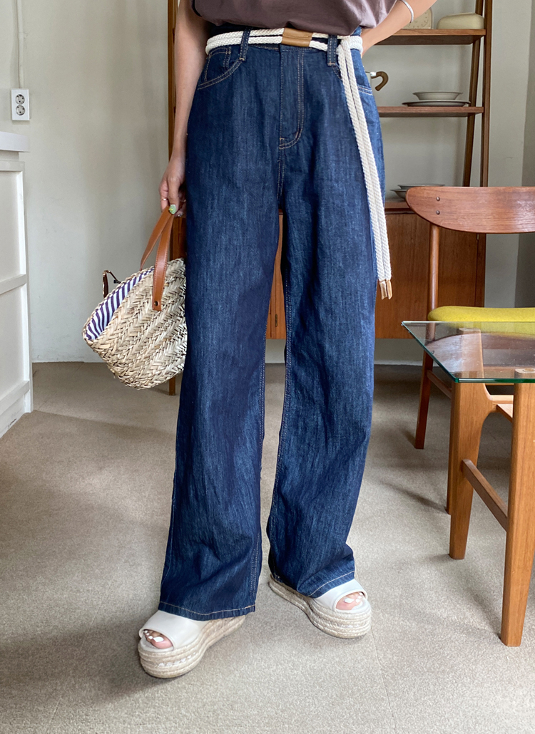 インディゴストレートデニムパンツ・全1色 | レディースファッション