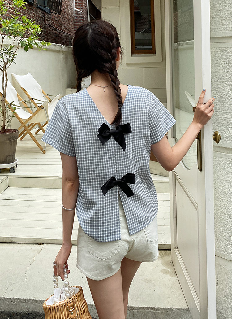 2WAYギンガムチェックリボンブラウス・全3色 | レディースファッション